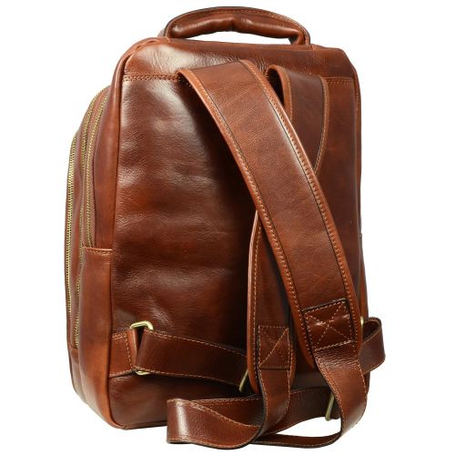  Time Resistance Full Grain Leather Backpack Rucksack Bag Medium Unisex Brown