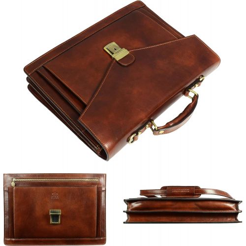  Leather Briefcase, Leather Laptop Bag Medium, Leather Attache - Time Resistance