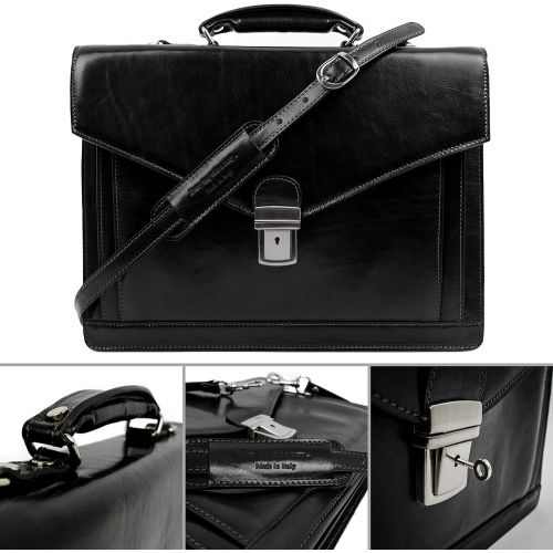  Leather Briefcase, Leather Laptop Bag Medium, Leather Attache - Time Resistance