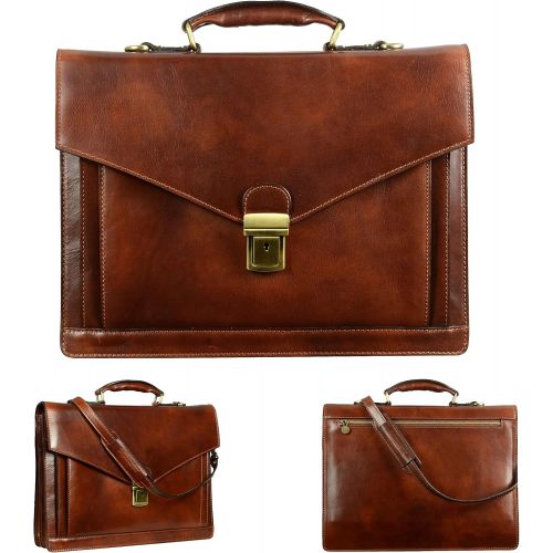  Leather Briefcase, Leather Laptop Bag Medium, Leather Attache - Time Resistance