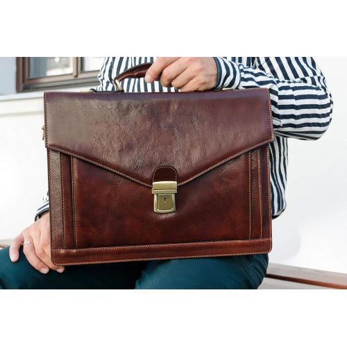  Leather Briefcase, Leather Laptop Bag Medium, Leather Attache - Time Resistance