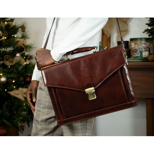  Leather Briefcase, Leather Laptop Bag Medium, Leather Attache - Time Resistance