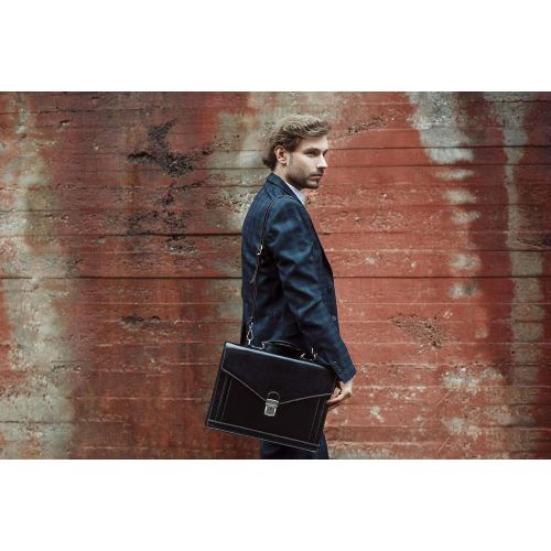  Leather Briefcase, Leather Laptop Bag Medium, Leather Attache - Time Resistance