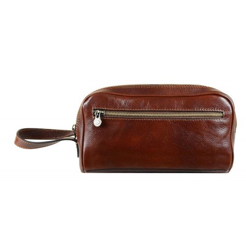  Leather Cosmetic Bag Toiletry Italian Classy Dopp Kit Brown - Time Resistance