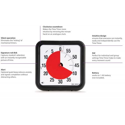  [아마존 핫딜] [아마존핫딜]Time Timer Original 12 inch; 60 Minute Visual Timer  Classroom Or Meeting Countdown Clock for Kids and Adults (Black)