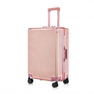 Time Travler Carry-On Deep Hardside Aluminum Frame Luggage, 20 Suitcase with Great Intensity, Scratch-Resistant, Easy for Both of Pleasant and Business Trip, Equipped with Two Locks, Rose Gold