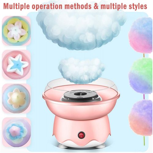  Time wave Cotton Candy Machine for Kids, Electric Cotton Candy Maker with Large Food Grade Splash-Proof Plate, for Home Birthday Family Party Christmas Gift, Includes 10 Bamboo Sticks & Suga