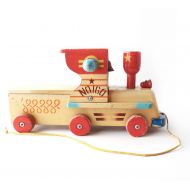 TimeTripAndCo VINTAGE , Wooden / Wood Toddler Train Toy , Little Riding Kids Car with Bell , Nippon Pacific , Collectible Item