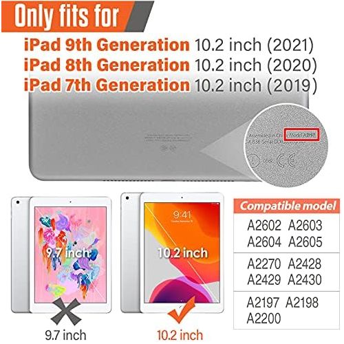  [아마존베스트]Timecity iPad 8th/ 7th Generation Case (iPad 10.2 Case 2020/2019) with Screen Protector Pencil Holder Rotating Kickstand Hand/Shoulder Strap.Durable Tablet Cover for iPad 10.2 inch