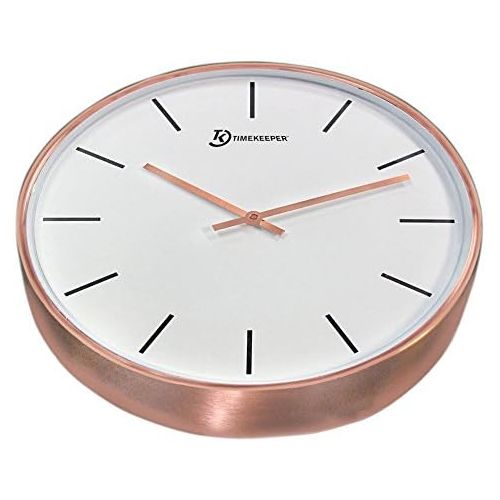  Timekeeper 15 Genuine Brushed Copper Wall Clock with Copper Hands and Glass Face