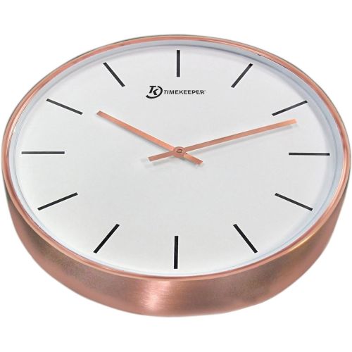  Timekeeper 15 Genuine Brushed Copper Wall Clock with Copper Hands and Glass Face