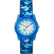 Timex Boys TW7C13500 Time Machines Blue Sharks Elastic Fabric Strap Analog Watch by Timex Kids