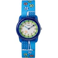 Timex Boys TW7C16500 Time Machines Blue Soccer Elastic Fabric Strap Watch by Timex
