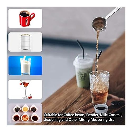  Coffee Measuring Scoop 1 Tablespoon long handle Stainless Steel spoon for Coffee, Milk Powder, Fruit Powder, Set of 5