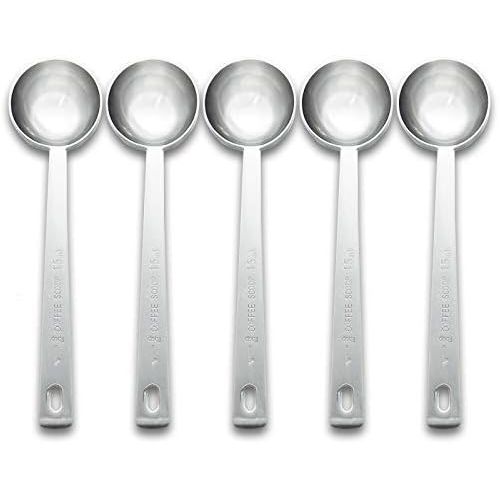  Timoo Coffee Measuring Scoop 1 Tablespoon long handle Stainless Steel spoon for Coffee, Milk Powder, Fruit Powder, Set of 5