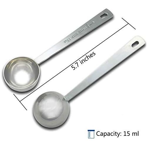  Timoo Coffee Measuring Scoop 1 Tablespoon long handle Stainless Steel spoon for Coffee, Milk Powder, Fruit Powder, Set of 5