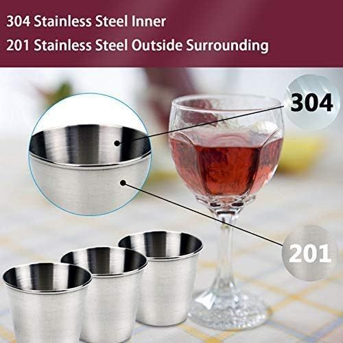  [아마존베스트]Timoo 6 PCS 1.5 Ounce Stainless Steel Shot Cups Shot Glass Drinking Vessel