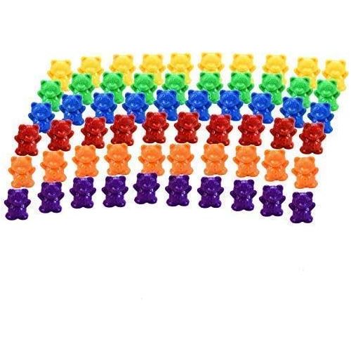  [아마존베스트]Timoo Colored Counting Bears, 60 PCS Color Sorting Bears (Green & Purple & Blue & Orange & Red & Yellow)