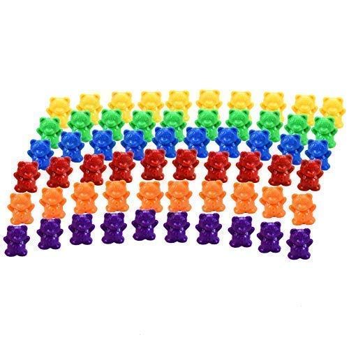  [아마존베스트]Timoo Colored Counting Bears, 60 PCS Color Sorting Bears (Green & Purple & Blue & Orange & Red & Yellow)