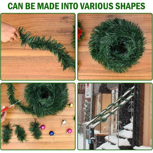  Timoo 80 Ft Christmas Garland Greenery 4 Strands Green Garland Christmas Artificial Pine Garland Soft Garland Holiday Garland Greenery Christmas Greenery Decorations for Stair Fire