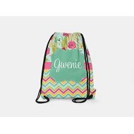 Tin Tree Gifts Customized Drawstring Backpack Hawaiian Luau Personalized Backpack