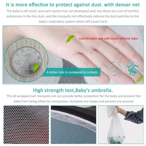  Mosquito Net for Stroller, Tinabless Infant Bug Net Perfect Fit for Strollers, Car Seats, Bassinets and Carriers, Baby Mosquito Net (White)