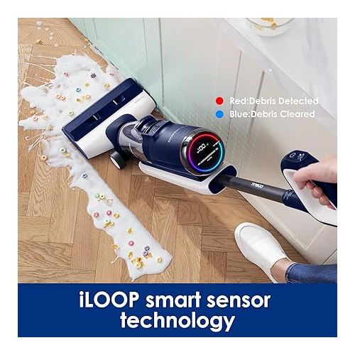  Tineco Floor ONE S5 Smart Cordless Wet Dry Vacuum Cleaner and Mop for Hard Floors, Digital Display, Long Run Time, Great for Sticky Messes and Pet Hair, Space-Saving Design, Blue