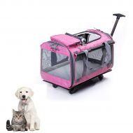 Tineer Pet Carrier with Removeable Wheels - Dog Multifunction Handbag Rolling Carrier Stroller,Pet Detachable Travel Carrier for Dogs/Cats/Up to 22lbs Luggage Box