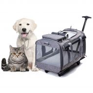 Tineer Pet Carrier with Removeable Wheels - Dog Multifunction Handbag Rolling Carrier Stroller,Pet Detachable Travel Carrier for Dogs/Cats/Up to 22lbs Luggage Box