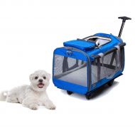 Tineer Pet Carrier with Removeable Wheels - Dog Multifunction Handbag Rolling Carrier Stroller,Pet Detachable Travel Carrier for Dogs/Cats/Up to 22lbs Luggage Box