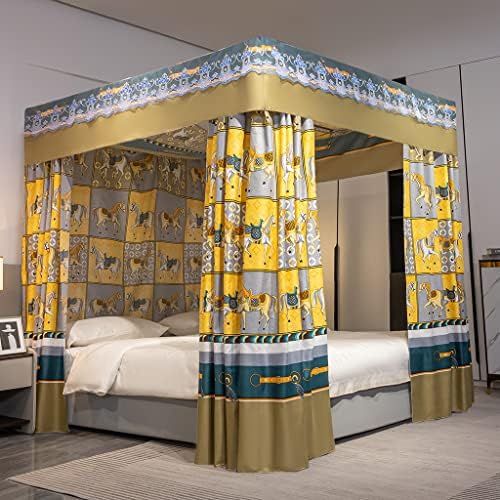  [아마존베스트]Tingxiu Cute Princess 4 Corners Bed Curtain Canopy Net Windproof Four Corner Post Canopy for Girls Boys Kids Teen Girls Bedroom Home Decoration (Twin, Brown)