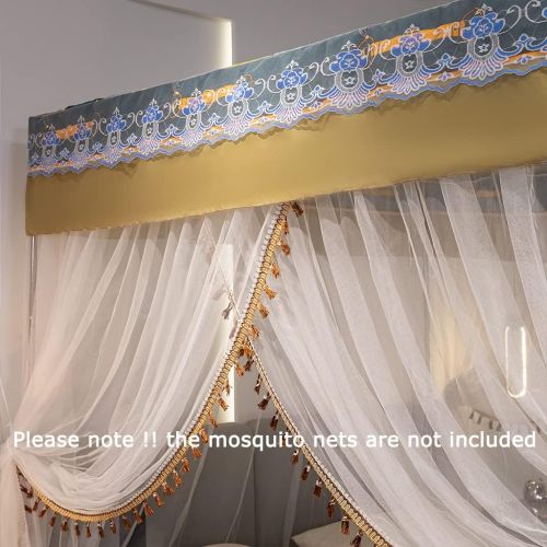  [아마존베스트]Tingxiu Cute Princess 4 Corners Bed Curtain Canopy Net Windproof Four Corner Post Canopy for Girls Boys Kids Teen Girls Bedroom Home Decoration (Twin, Brown)