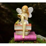 TinkerTreasuresMinis Story Time Fairy Figurine w Giant Book ~ Fairy Garden Supplies & Whimsical Home Decor