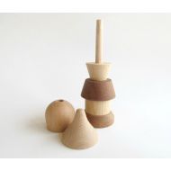 TinocchioToys DIY Wood doll, Stacking game, First birthday gift, Natural Wooden Beads, Toy for baby and Toddler, Waldorf wooden toy