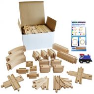 Tiny Conductors 67 Piece Wooden Train Track Set with Train Car, 100% Real Wood, Compatible with Thomas and All Other Major Brands Wooden Toy Railroad Sets (67-Piece)