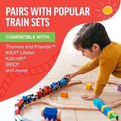  Tiny Conductors 67 Piece Wooden Train Track Set with Train Car, 100% Real Wood, Compatible with Thomas and All Other Major Brands Wooden Toy Railroad Sets (67-Piece)
