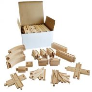 Tiny Conductors 52 Piece Wooden Train Track Set - 100% Real Wood, Compatible with Thomas and All Other Major Brands Wooden Toy Railroad Sets (52-Piece)