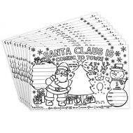 [아마존베스트]Tiny Expressions  Christmas Santa Placemats for Kids (Pack of 12 Holiday Placemats) | Coloring Activity Paper Mats for Kids Table | Disposable Bulk Bundle Set