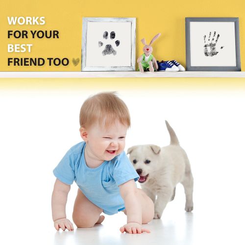  [아마존베스트]Tiny Gifts Clean Touch Ink Pad for Baby Handprints and Footprints  Inkless Infant Hand & Foot Stamp  Safe for Babies, Doesn’t Touch Skin  Perfect Family Memory or Gift  2 Uses, Black Prin