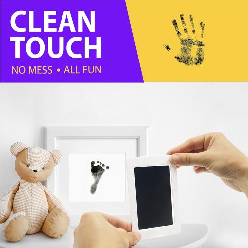  [아마존베스트]Tiny Gifts Clean Touch Ink Pad for Baby Handprints and Footprints  Inkless Infant Hand & Foot Stamp  Safe for Babies, Doesn’t Touch Skin  Perfect Family Memory or Gift  2 Uses, Black Prin
