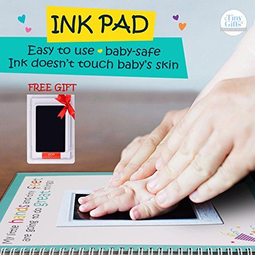  [아마존베스트]Tiny Gifts First 5 Years Baby Memory Book + Clean-Touch Ink Pad + Gift Box. Record Your Girl or Boy Photos & Milestones. Keepsake Journal | Scrapbook | Photo Album. Modern Baby Shower Gift fo