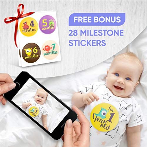  [아마존베스트]Tiny Gifts Baby Memory Book  First 5 Years Photo Album, Journal & Scrapbook + 28 FREE Monthly & Milestone Stickers. Modern Baby Shower Gift for Girl or Boy. 54 Pages + Gift Box & Keepsake En