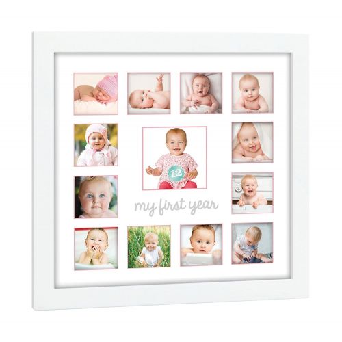  [아마존베스트]Tiny Ideas Babys First Year Keepsake Picture Photo Frame, First Year by Month, Newborn Baby Registry Must Haves, Baby Shower Gift