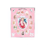 [아마존베스트]Tiny Ideas Babys First Year Keepsake Picture Photo Frame, Silver/Pink