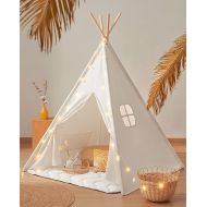 Tiny Land Teepee Tent for Kids, 100% Cotton Play Tent with Padded Mat and Star Lights, Kids Teepee Tent with Carry Bag, Foldable Kids Tent for Toddlers 1-3, Quality Teepee Tent for Girls and Boys