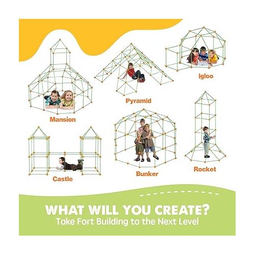  Tiny Land Fort Building Kit Creative Fort Indoor Outdoor for 5,6,7,8 Years Old Boys and Girls STEM Building Toys with Storage Bag DIY Castles Tunnels with 86 Rods and 44 Balls