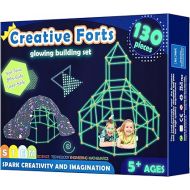 Tiny Land Glow Fort Building Kit for Kids Creative Fort Indoor & Outdoor Construction Toys with 86 Rods and 44 Balls for 5-10 Year Old Boys & Girls STEM Building Toy Gifts with Storage Bag