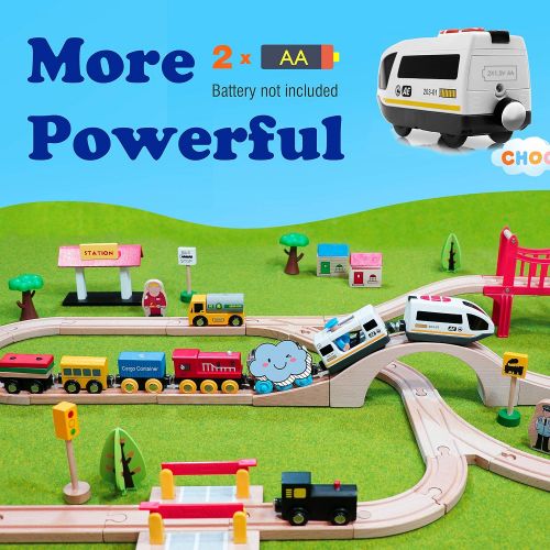  Tiny Land Battery Operated Action Locomotive Train (Magnetic Connection)- Powerful Engine Bullet Train Set Fits Thomas Chuggington Wooden Train and Tracks- Toys Car for Toddlers