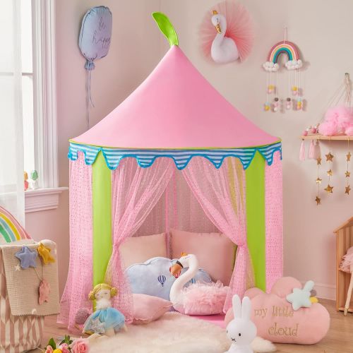  [아마존베스트]Tiny Land Kids Tent Princess Castle for Girls - Glitter Castle Pop Up Play Tent with Tote Bag- Children Playhouse Toy for Indoor and Outdoor Game 41 X 55“(DxH)