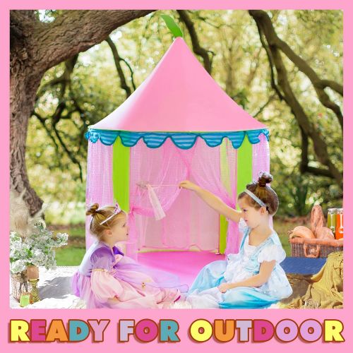  [아마존베스트]Tiny Land Kids Tent Princess Castle for Girls - Glitter Castle Pop Up Play Tent with Tote Bag- Children Playhouse Toy for Indoor and Outdoor Game 41 X 55“(DxH)